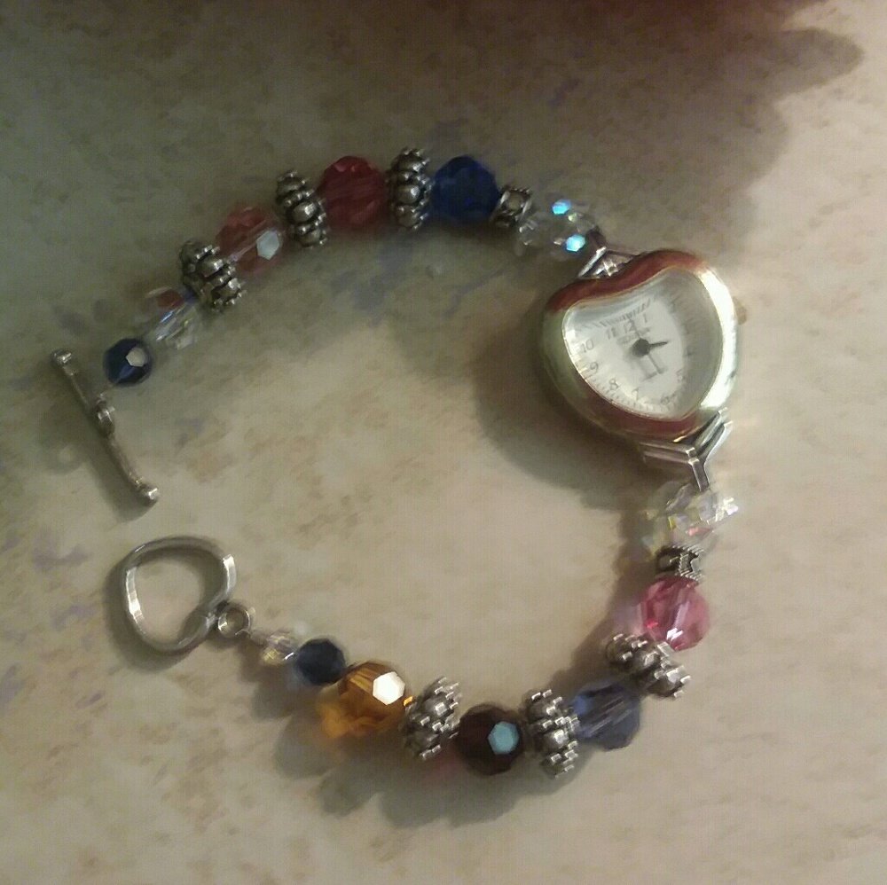 Heart shaped Watch Goldtone with Swarovski